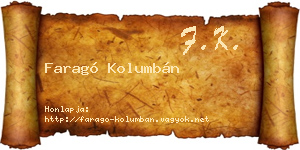 Faragó Kolumbán névjegykártya